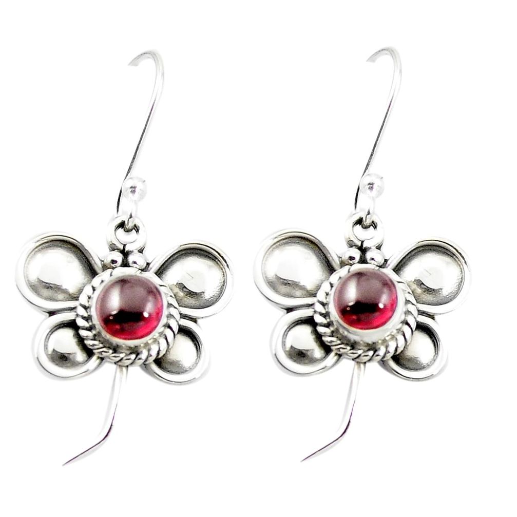 Natural red garnet 925 sterling silver butterfly earrings jewelry m48806