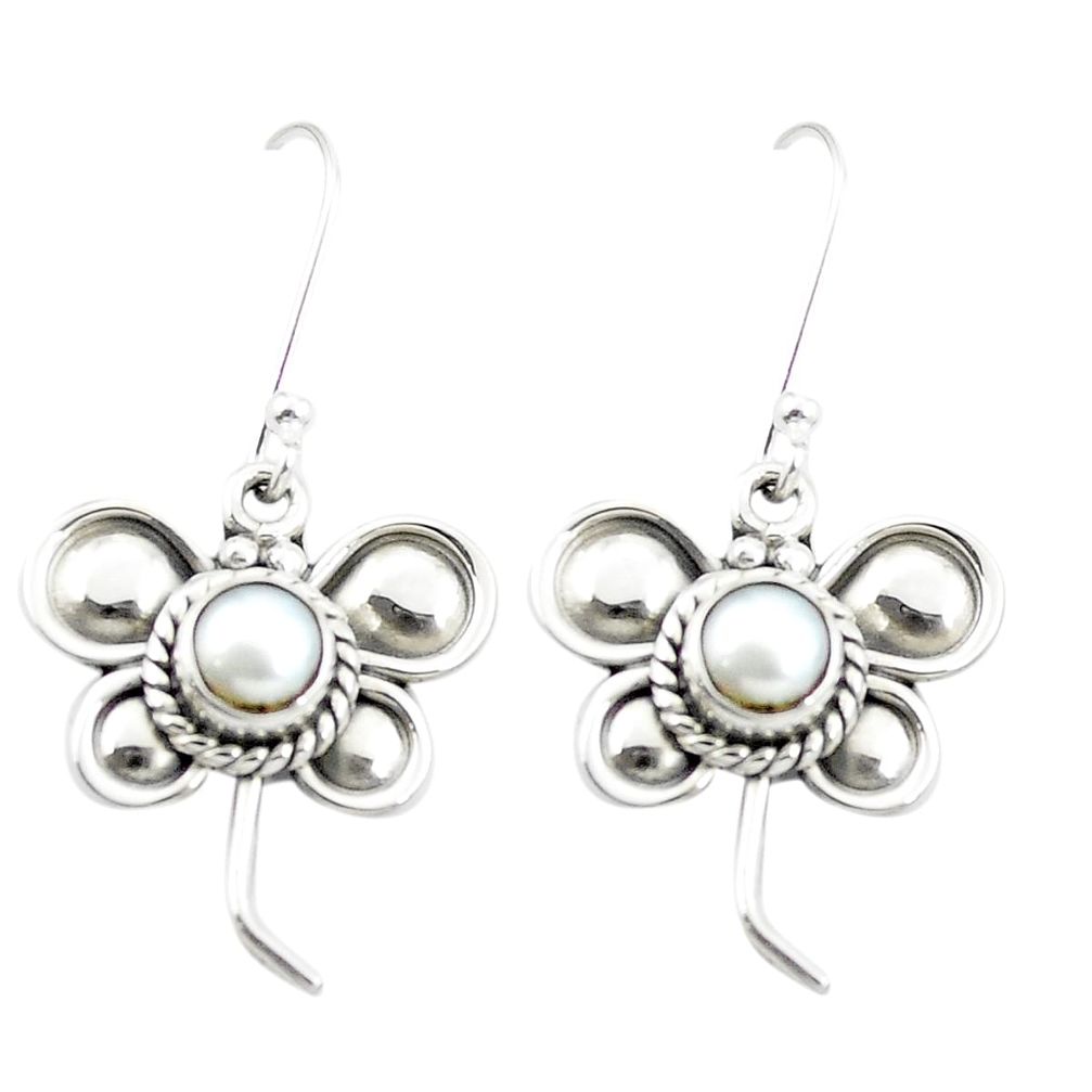 Natural white pearl 925 sterling silver butterfly earrings jewelry m48814