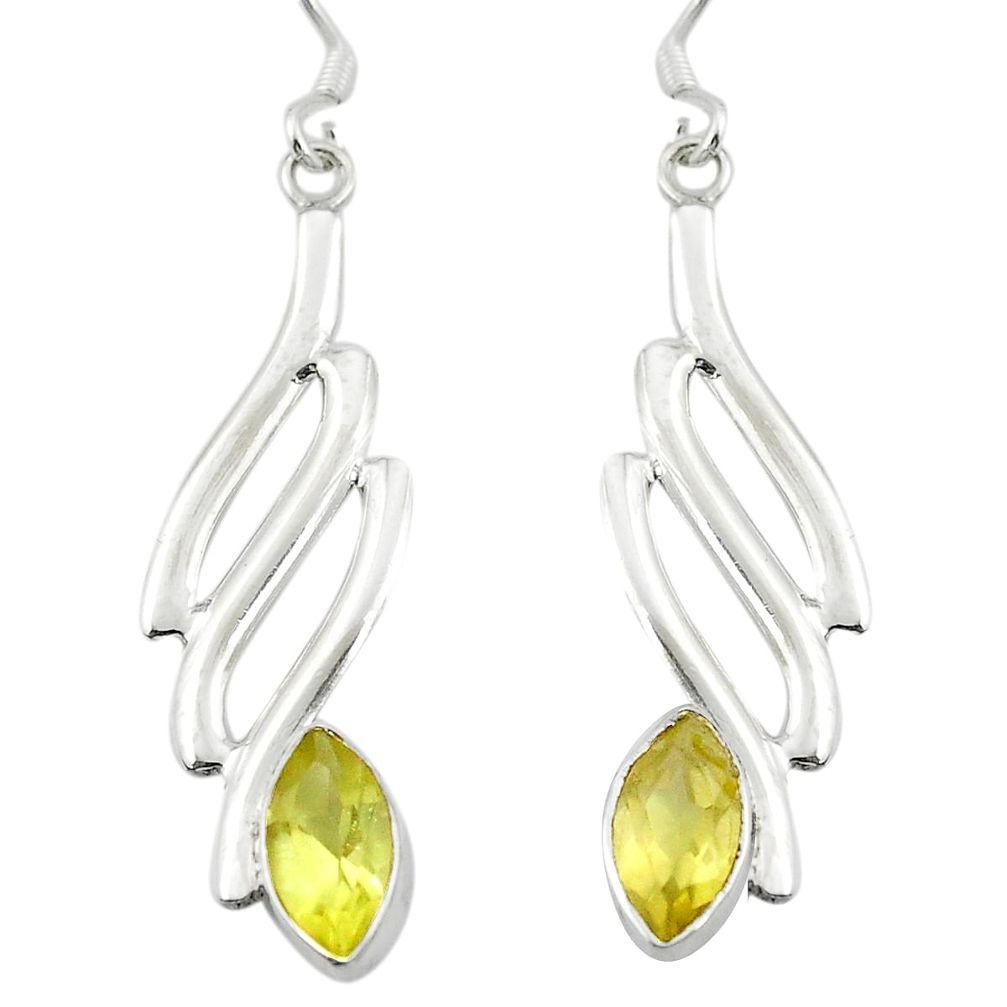 Natural lemon topaz 925 sterling silver dangle earrings jewelry m49404