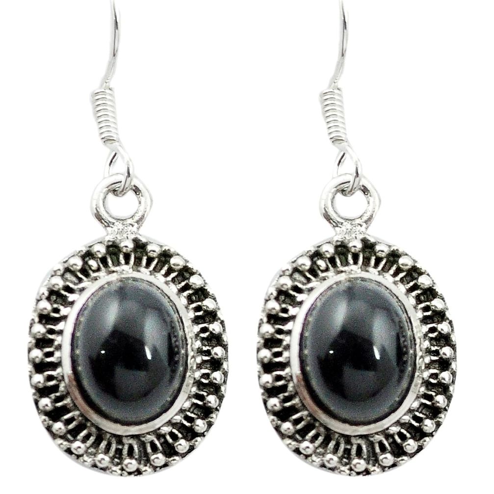 Natural black onyx 925 sterling silver dangle earrings jewelry m51288