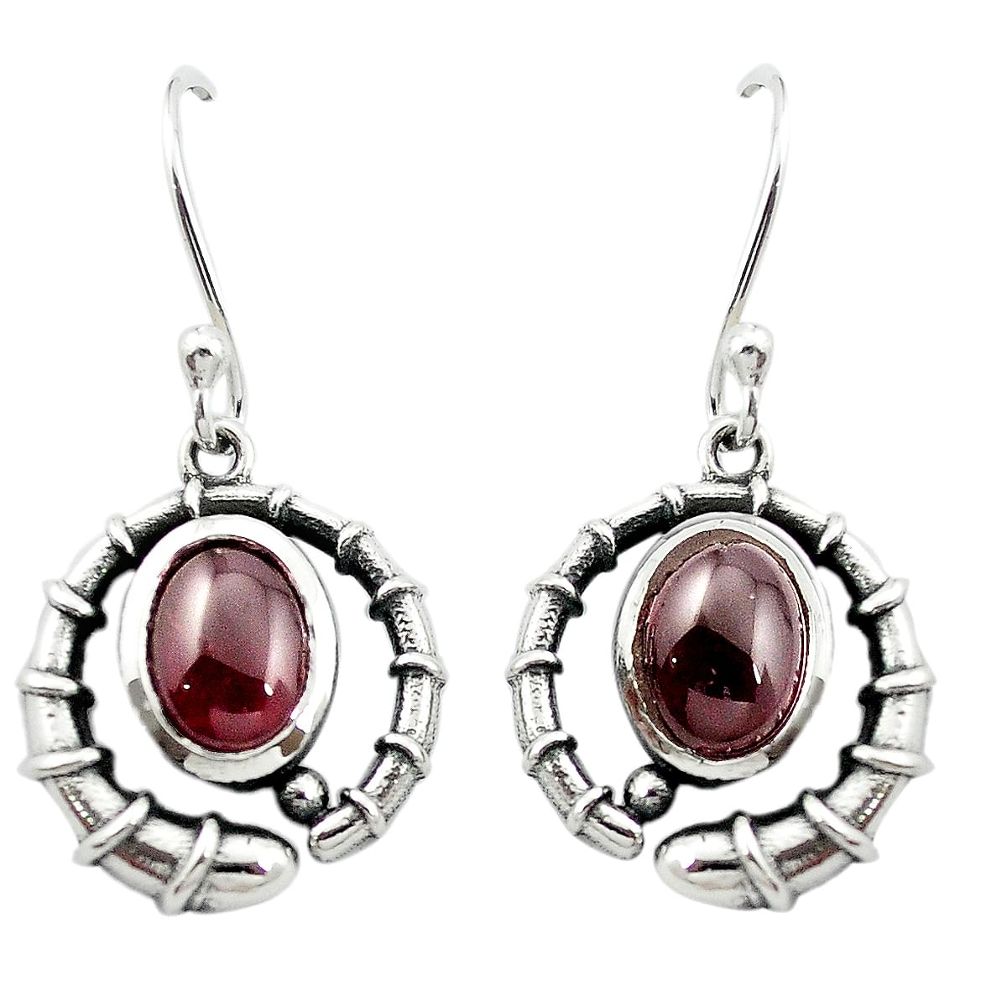 Natural red garnet 925 sterling silver dangle earrings jewelry m51291