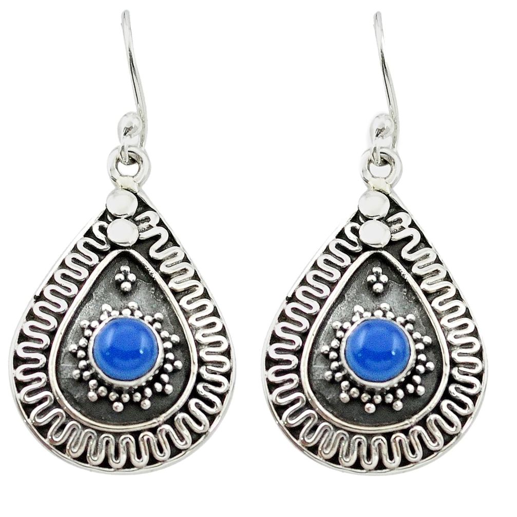 925 sterling silver natural blue chalcedony dangle earrings jewelry m51351
