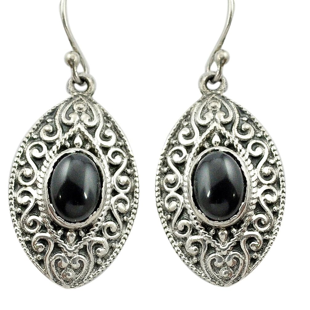 Natural black onyx 925 sterling silver dangle earrings jewelry m51359