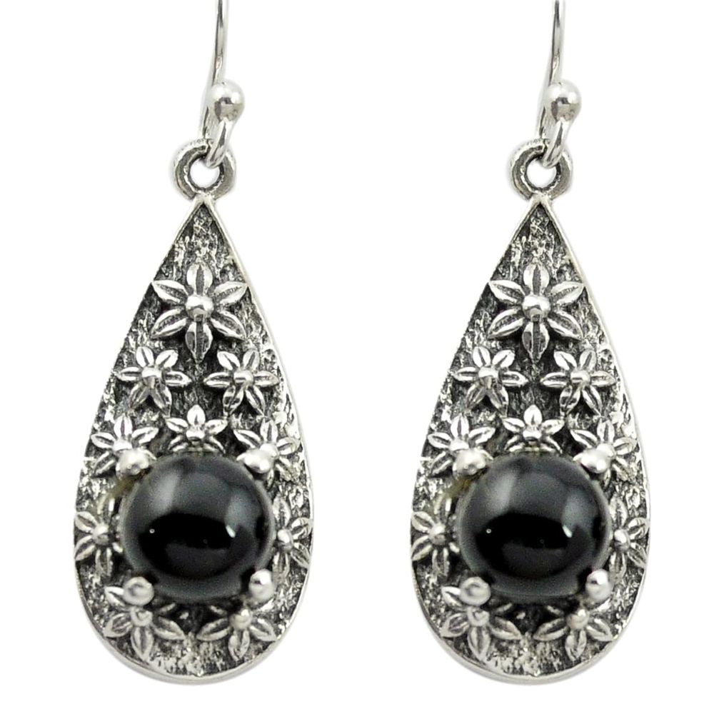 Natural black onyx 925 sterling silver dangle earrings jewelry m51365