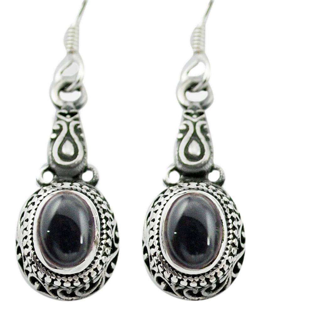 Natural black onyx 925 sterling silver dangle earrings jewelry m51386