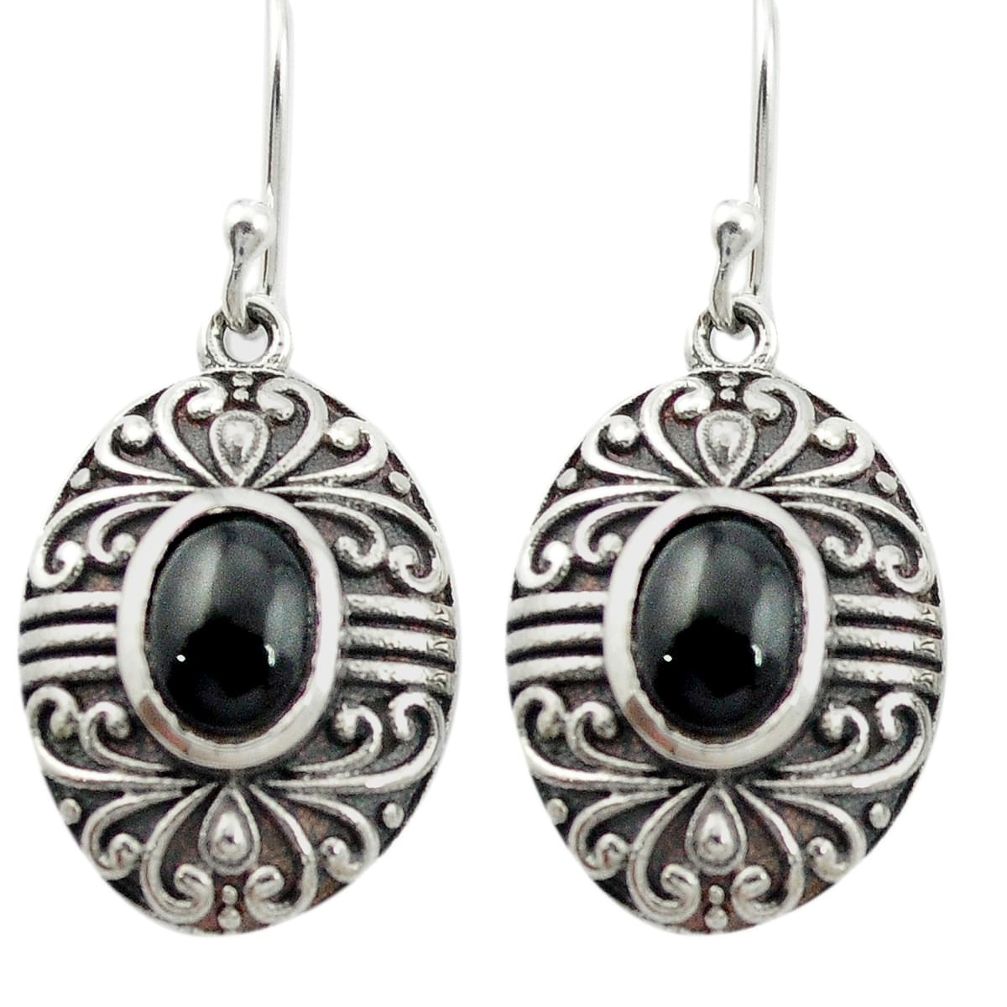 Natural black onyx 925 sterling silver dangle earrings jewelry m51387