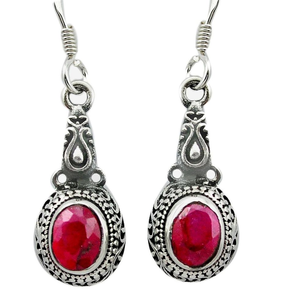 925 sterling silver natural red ruby dangle earrings jewelry m51393