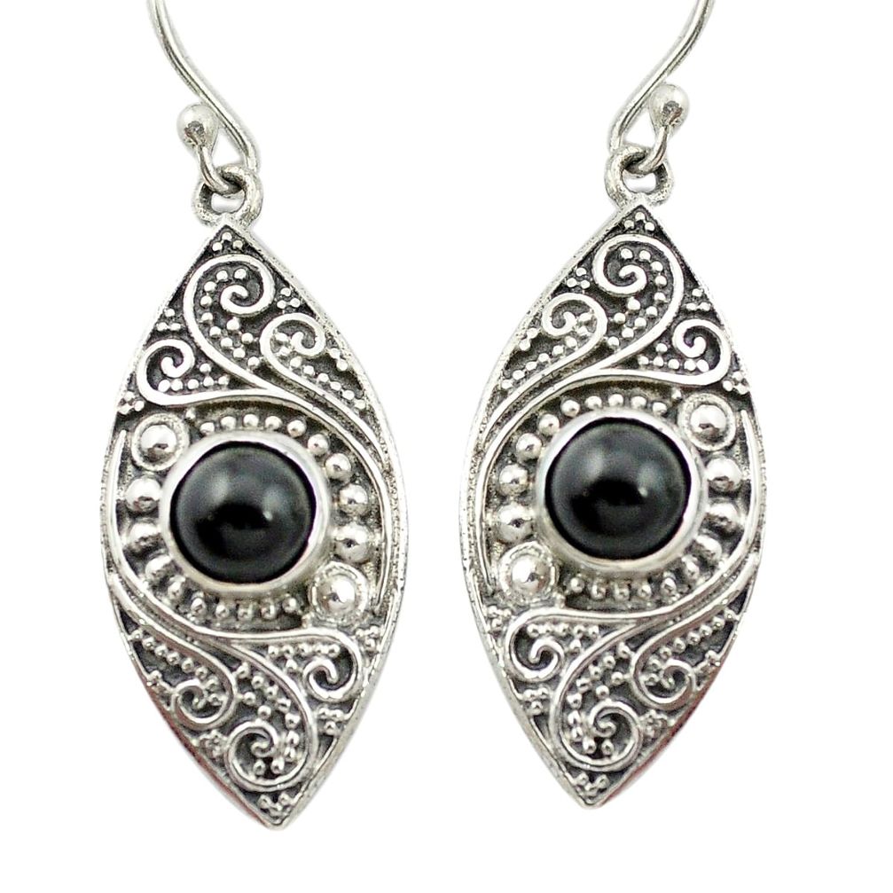 Natural black onyx 925 sterling silver dangle earrings jewelry m51407