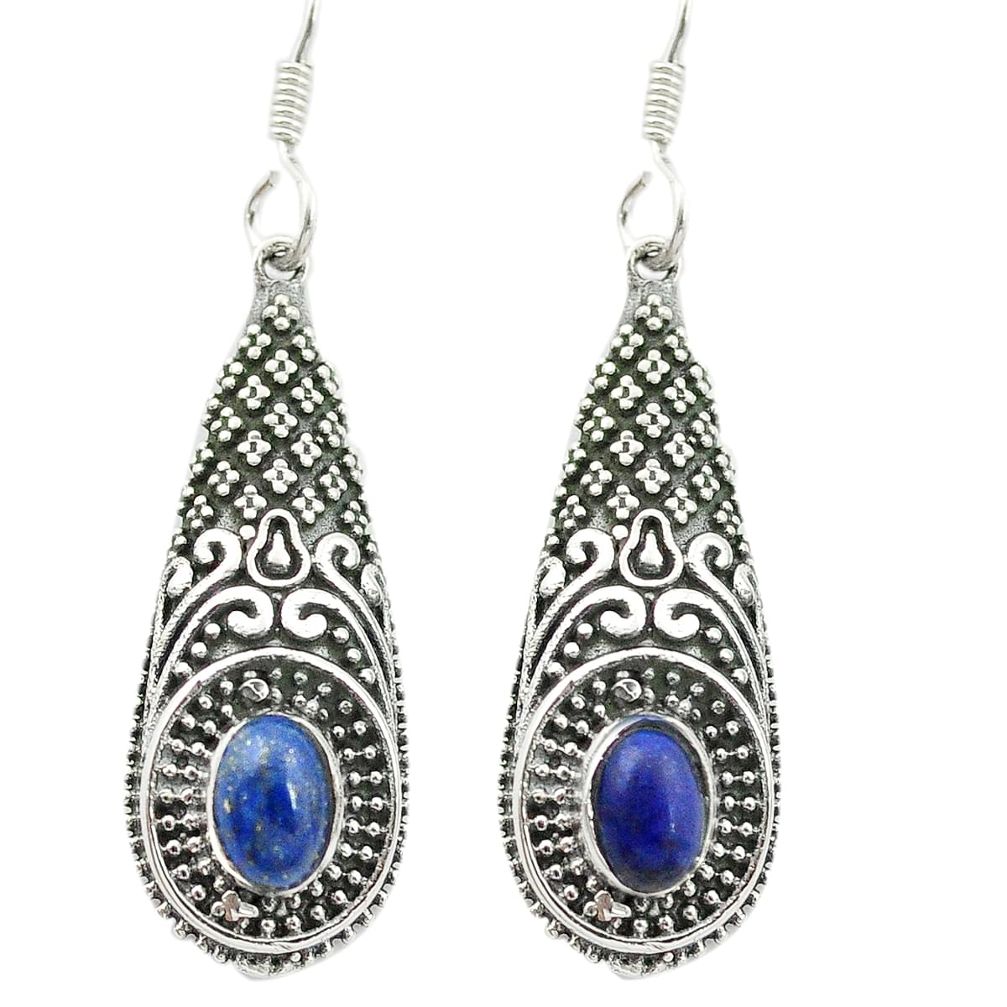 Natural lapis lazuli 925 sterling silver dangle earrings jewelry m51426