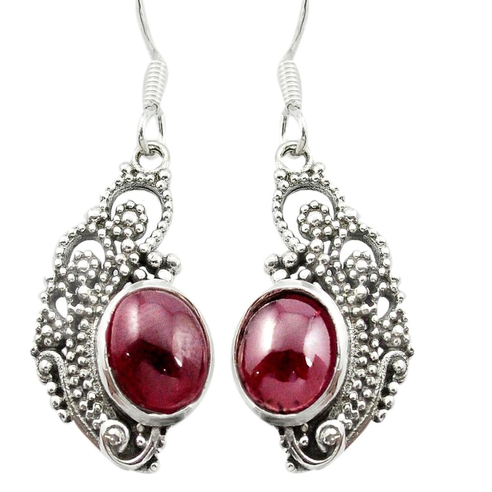 Natural red garnet 925 sterling silver dangle earrings jewelry m51460