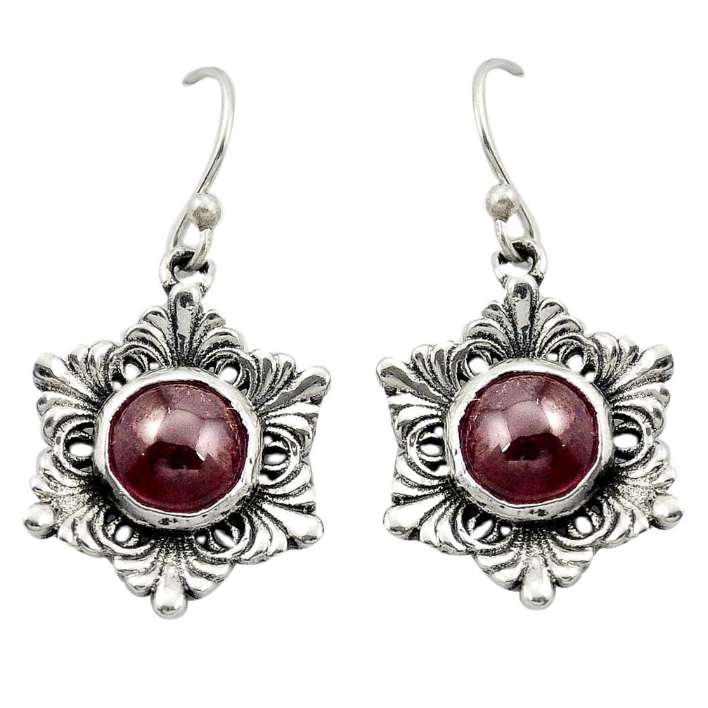 Natural red garnet 925 sterling silver dangle earrings jewelry m51461
