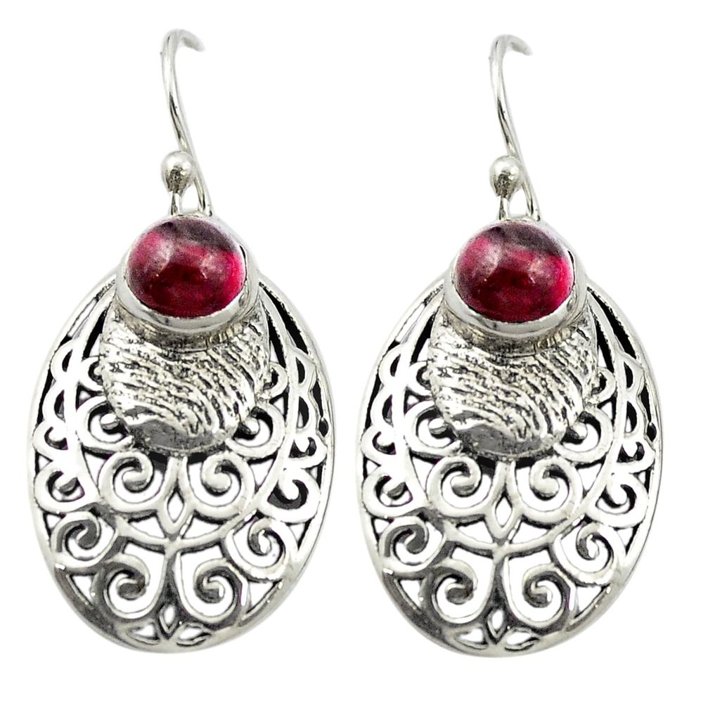 Natural red garnet 925 sterling silver dangle earrings jewelry m51466