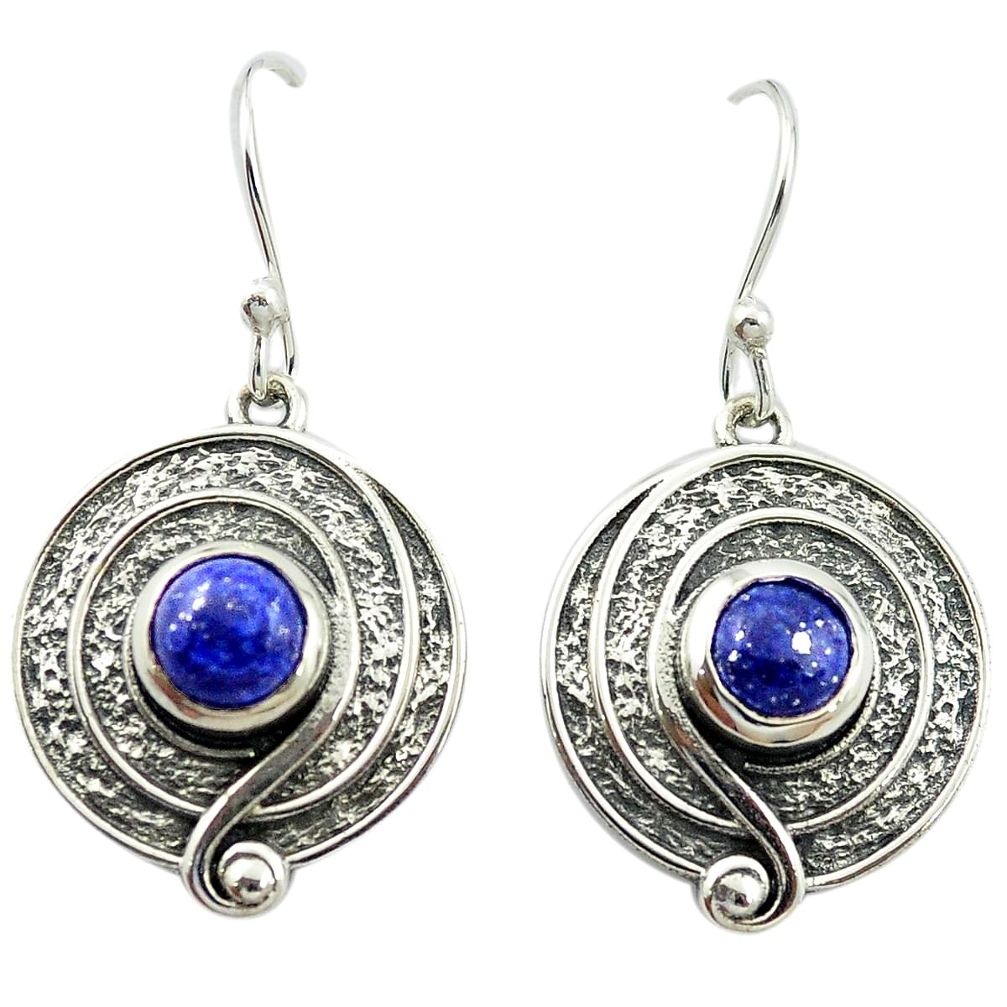 Natural blue lapis lazuli 925 sterling silver dangle earrings m51505