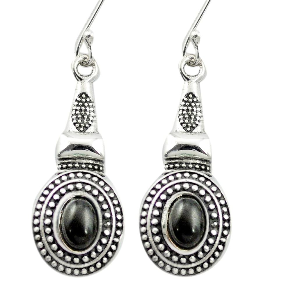 Natural black onyx 925 sterling silver dangle earrings jewelry m51567
