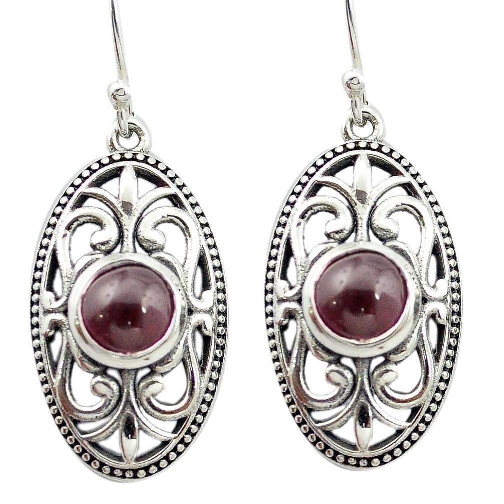 Natural red garnet 925 sterling silver dangle earrings jewelry m51568