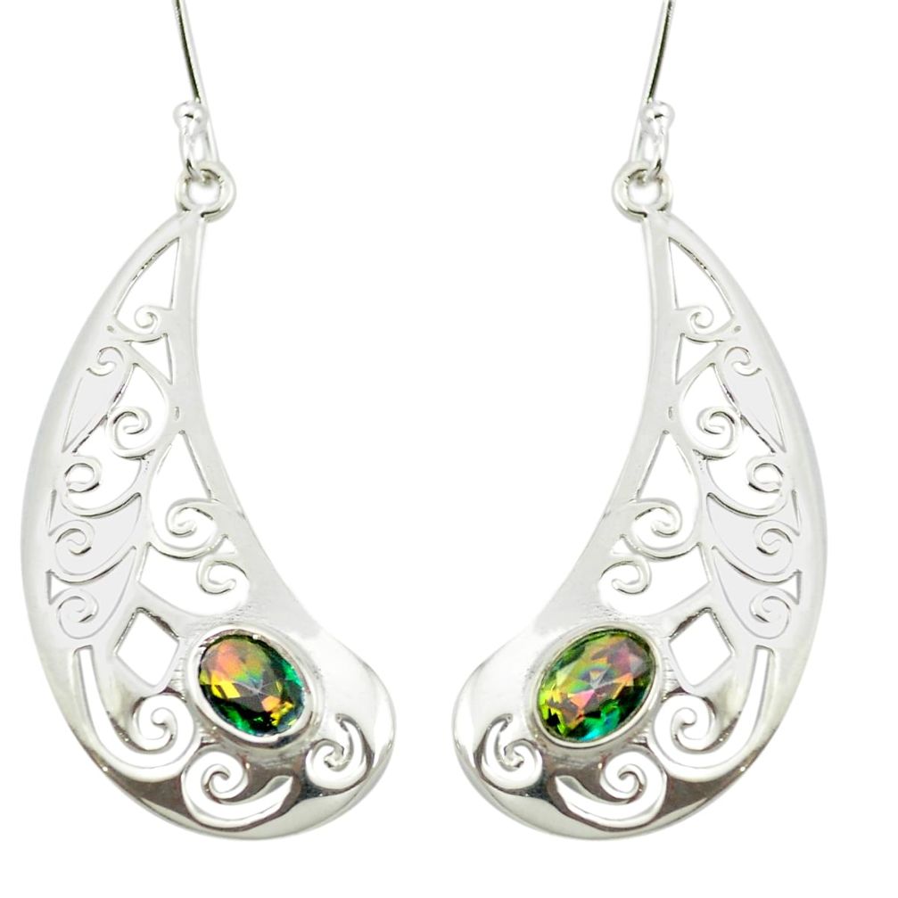 Multi color rainbow topaz 925 sterling silver dangle earrings m51890