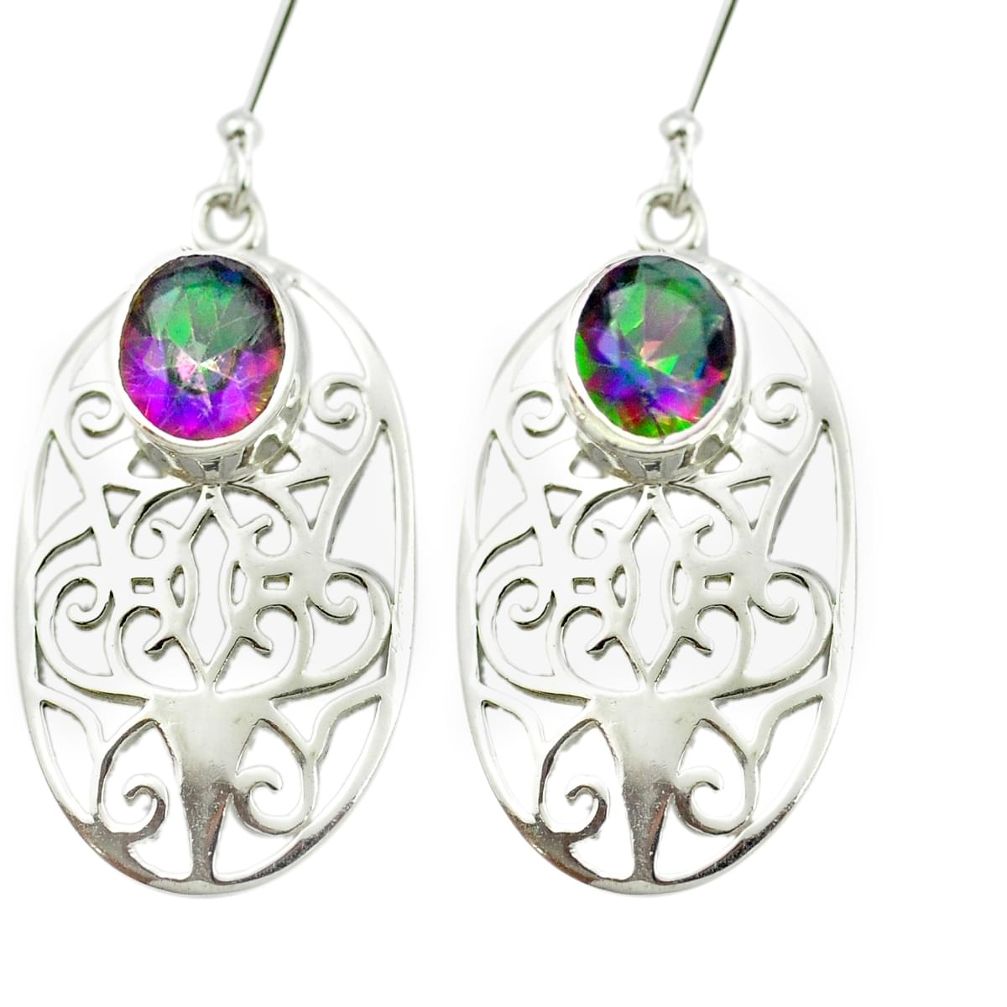 Multi color rainbow topaz 925 sterling silver dangle earrings m51905