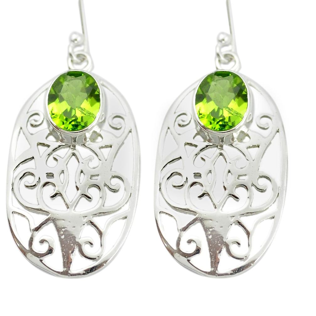 Natural green peridot 925 sterling silver dangle earrings jewelry m51908
