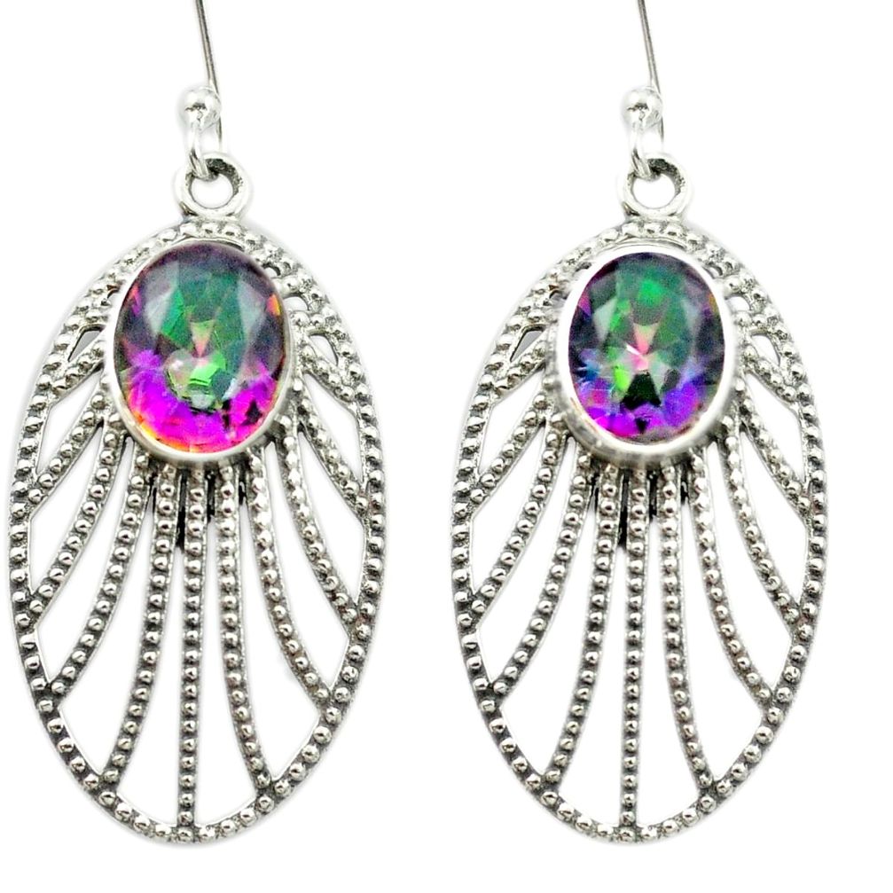 Multi color rainbow topaz 925 sterling silver dangle earrings m51915