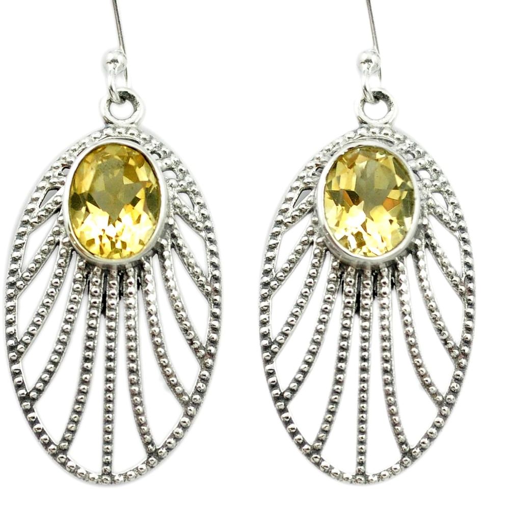 Natural yellow citrine 925 sterling silver dangle earrings jewelry m51920