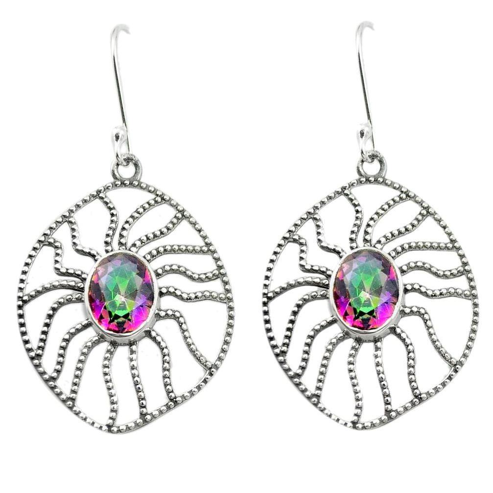 925 sterling silver multi color rainbow topaz dangle earrings m51930