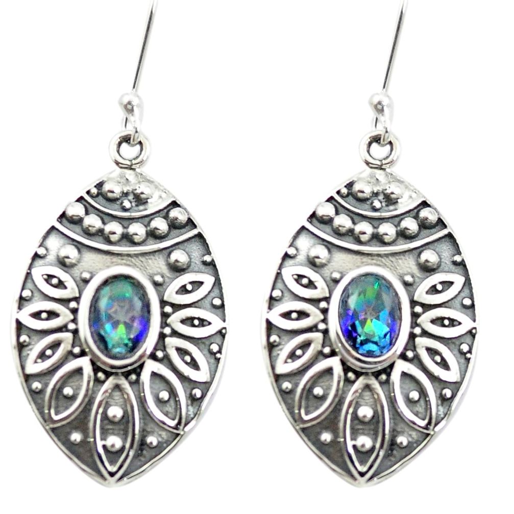 Multi color rainbow topaz 925 sterling silver dangle earrings m51935