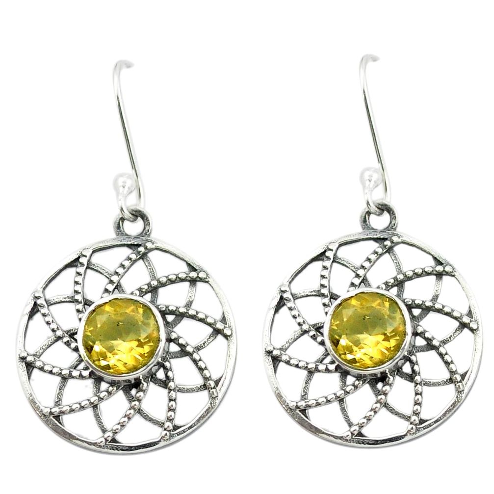 Natural yellow citrine 925 sterling silver dangle earrings m51970