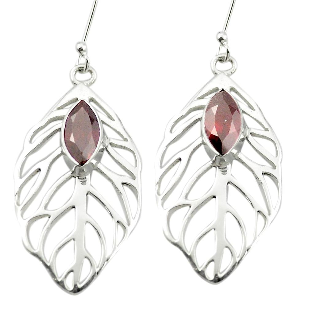 Natural red garnet 925 sterling silver dangle earrings jewelry m51988