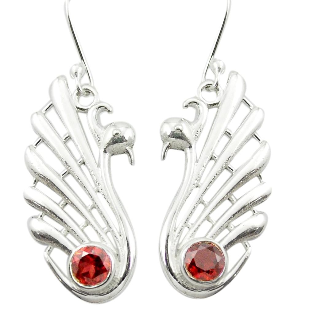 Natural red garnet 925 sterling silver dangle earrings jewelry m51998