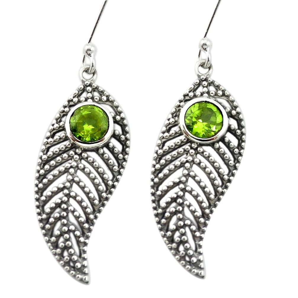 Natural green peridot 925 sterling silver dangle earrings jewelry m52011