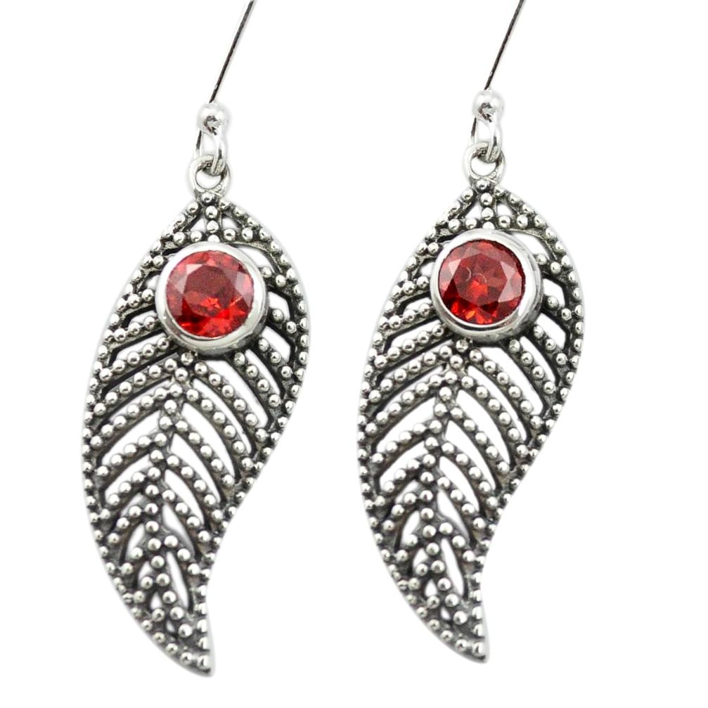 Natural red garnet 925 sterling silver dangle earrings jewelry m52017