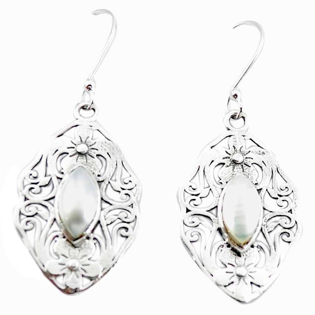 Natural white pearl 925 sterling silver dangle earrings jewelry m52027