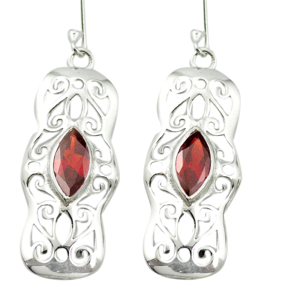 Natural red garnet 925 sterling silver dangle earrings jewelry m52046