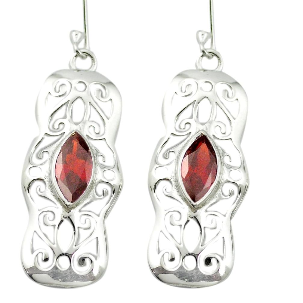 Natural red garnet 925 sterling silver dangle earrings jewelry m52047