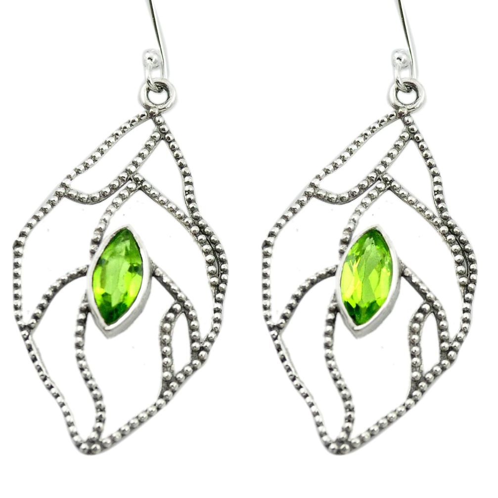 Natural green peridot 925 sterling silver dangle earrings jewelry m52052