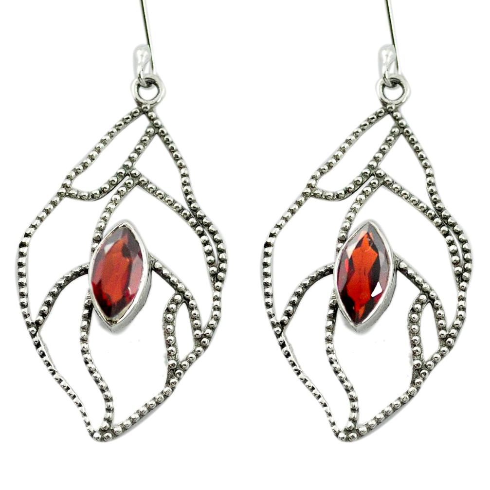 Natural red garnet 925 sterling silver dangle earrings jewelry m52053