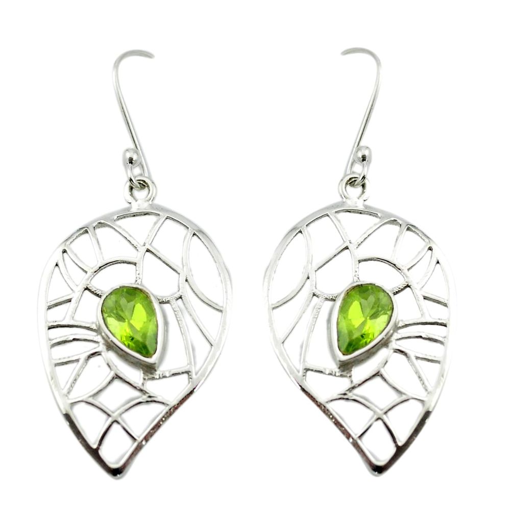 Natural green peridot 925 sterling silver dangle earrings jewelry m52070