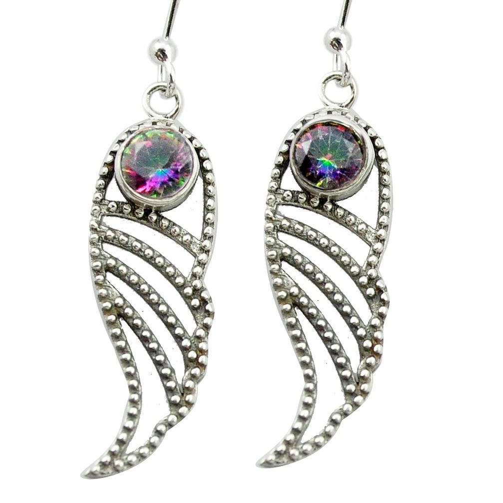 Multi color rainbow topaz 925 sterling silver dangle earrings m52076