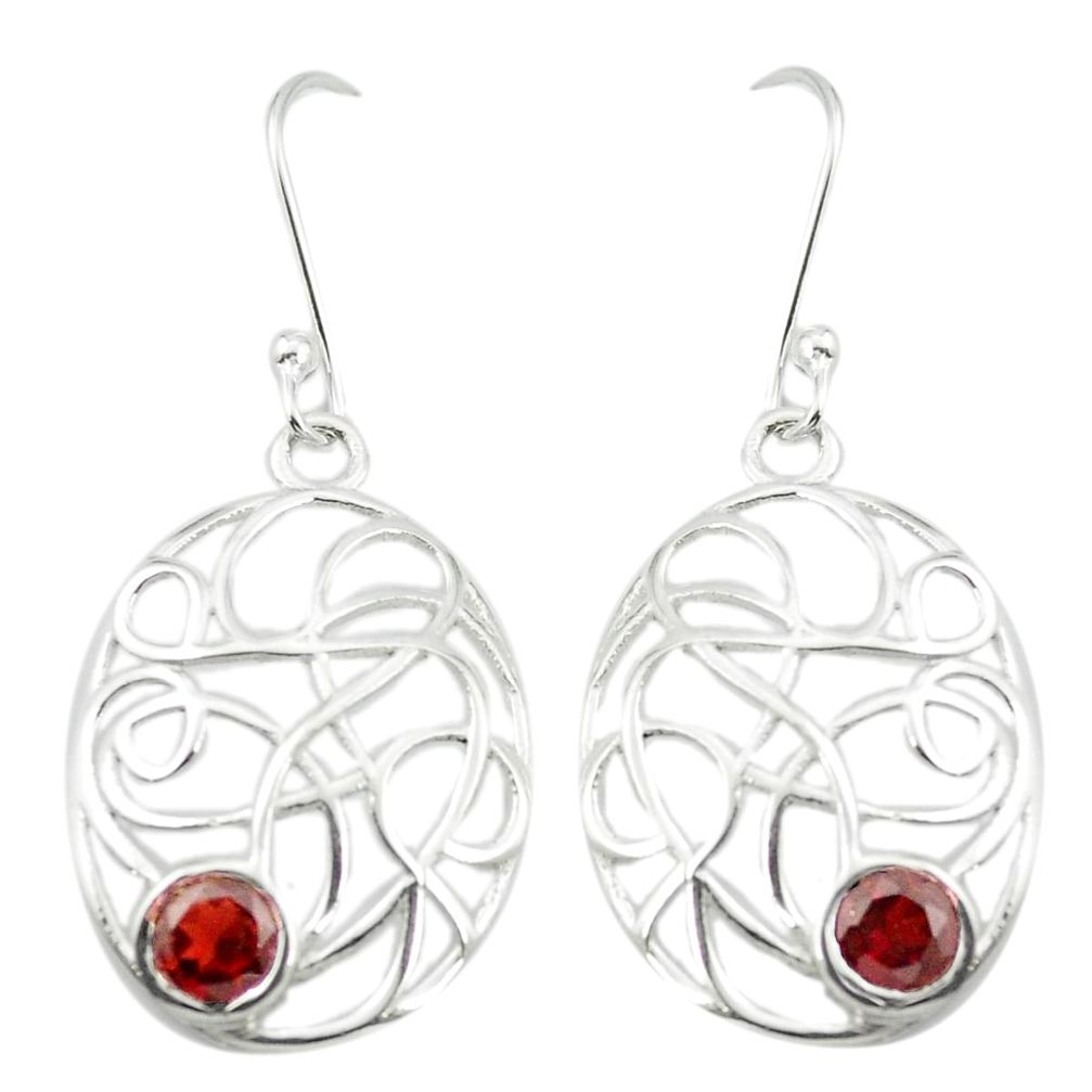 Natural red garnet 925 sterling silver dangle earrings jewelry m52090