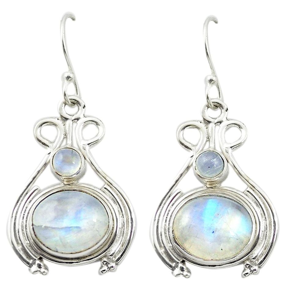 925 sterling silver natural rainbow moonstone dangle earrings m52937