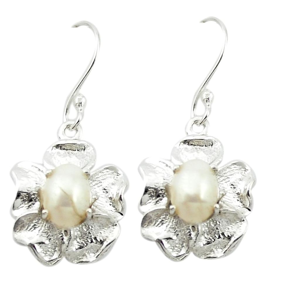 Natural white pearl 925 sterling silver dangle earrings jewelry m52979