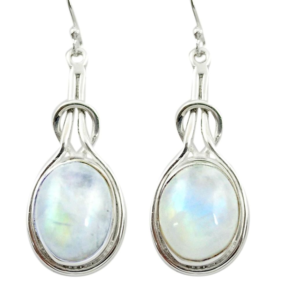 Natural rainbow moonstone 925 sterling silver dangle earrings m53197