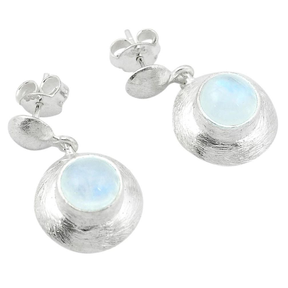 Natural rainbow moonstone 925 sterling silver earrings jewelry m53239