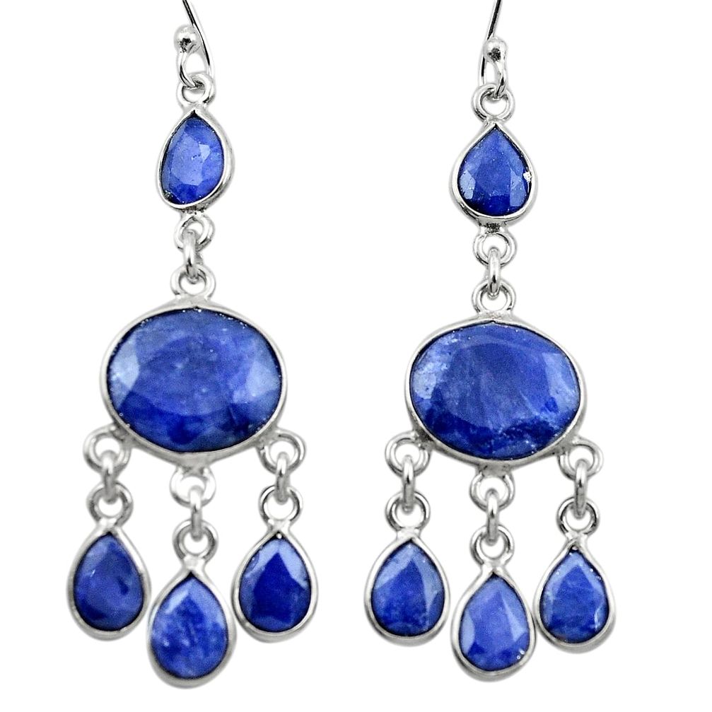 Natural blue sapphire 925 sterling silver chandelier earrings m53451