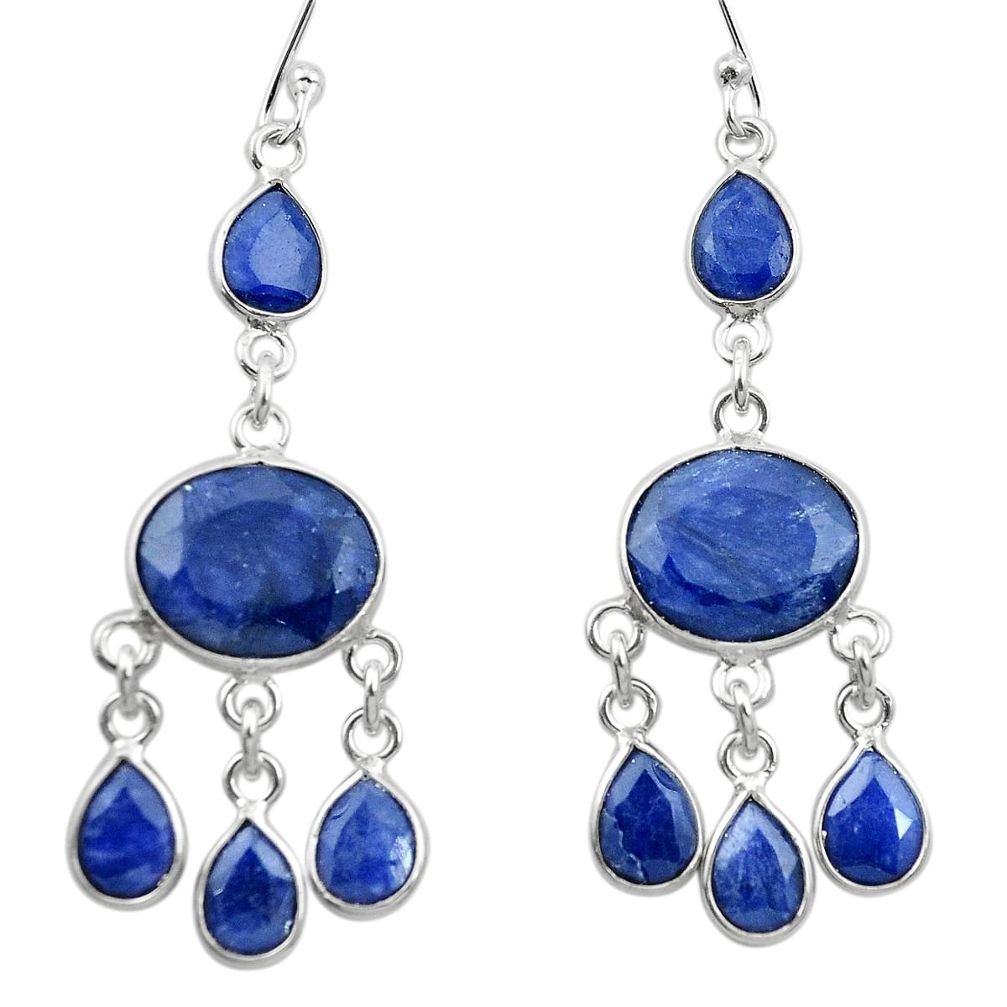 Natural blue sapphire 925 sterling silver chandelier earrings m53452