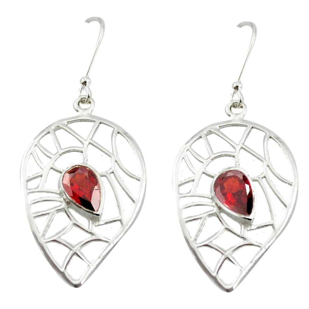 Natural red garnet 925 sterling silver dangle earrings jewelry m54225