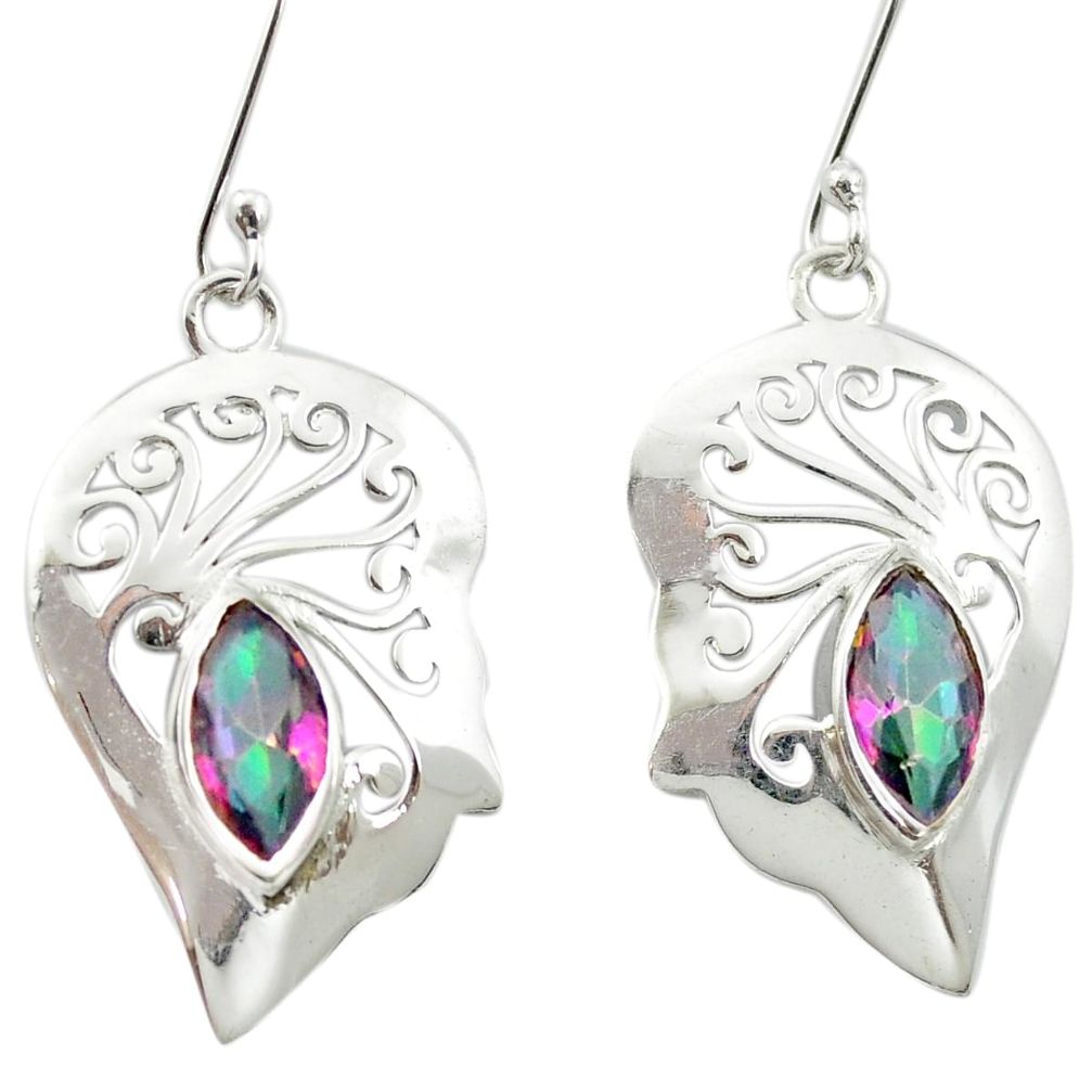 Multi color rainbow topaz 925 sterling silver dangle earrings m54246