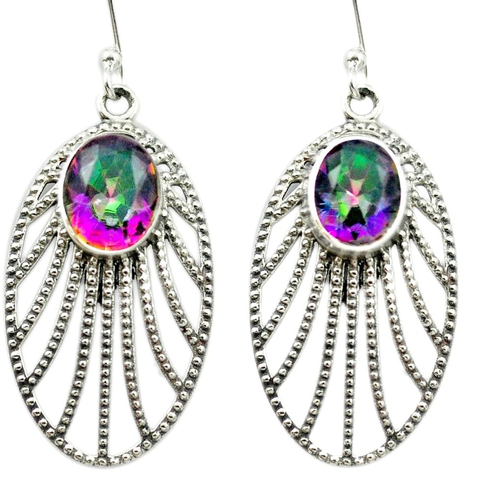Multi color rainbow topaz 925 sterling silver dangle earrings m54342