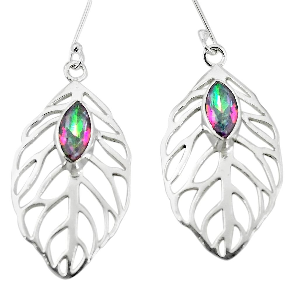 Multi color rainbow topaz 925 sterling silver dangle earrings m54361
