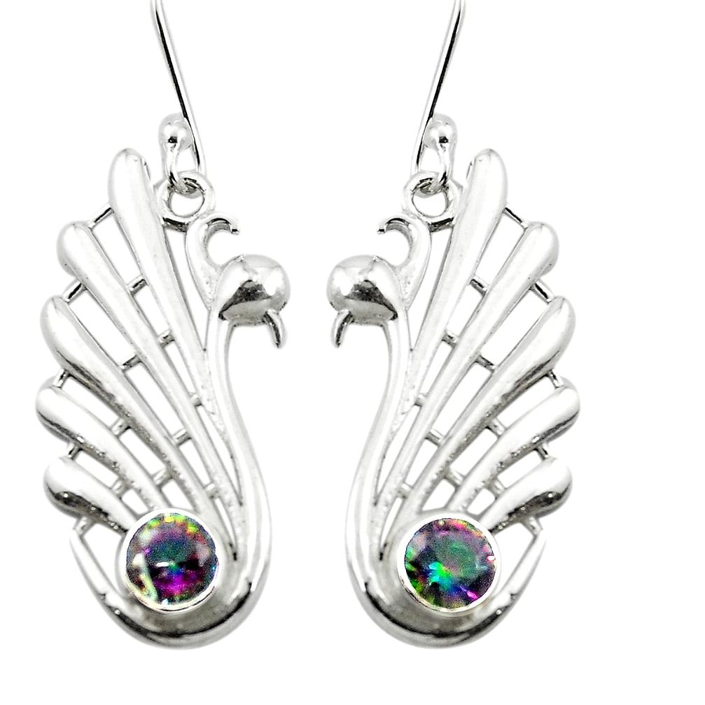 Multi color rainbow topaz 925 sterling silver dangle earrings m54378